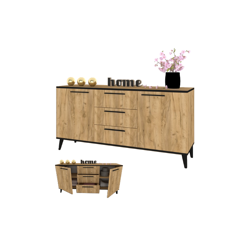 KOMODA HANA 3S CZARNE SCANDI 150