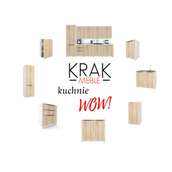 Słupek Kuchenny Stojąca Szafka Kuchenna KIRA Biała Dąb Sonoma 60x200cm