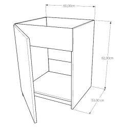 Szafka Kuchenna pod zlew Stojąca KIRA Biała Artisan 60cm Cichy Domyk