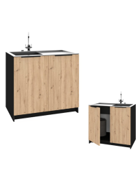 Szafka Kuchenna pod zlew Stojąca KIRA Czarna Artisan 80cm Cichy Domyk