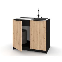 Szafka Kuchenna pod zlew Stojąca KIRA Czarna Artisan 80cm Cichy Domyk