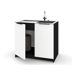 Szafka Kuchenna pod zlew Stojąca KIRA Czarna Biały Mat 80cm Cichy Domyk