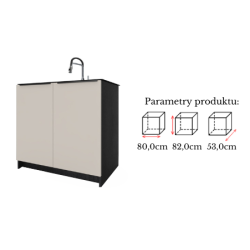 Szafka Kuchenna pod zlew Stojąca KIRA Czarna Kaszmir 80cm Cichy Domyk