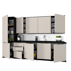 Szafka Kuchenna Wisząca Górna Premium KIRA Czarna Kaszmir 80cm tip-on Blum