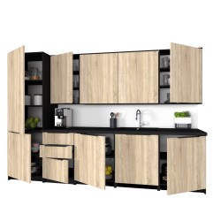 Szafka Kuchenna Wisząca Górna Premium KIRA Czarna Sonoma 60cm tip-on Blum