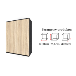 Szafka Kuchenna Wisząca KIRA Czarna Dąb Sonoma 80cm Cichy Domyk tip-on Blum