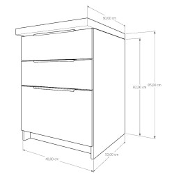Szafka Kuchenna z Szufladami Stojąca KIRA Dąb Craft Biała 40cm Cichy Domyk